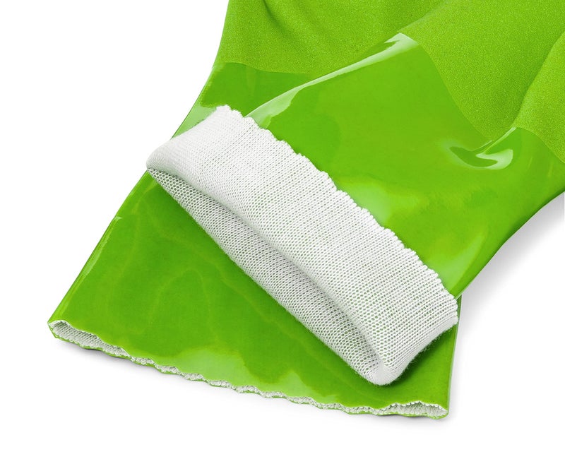 Kitchen-Star Ultimate Rubber Household PVC Gloves with Comfortable Cotton Lining, Anti-Slip surface, Kitchen Dishwashing, Extra Thickness, Kitchen Cleaning, Working, Painting, Pet Care (Medium, Green) - Image 2